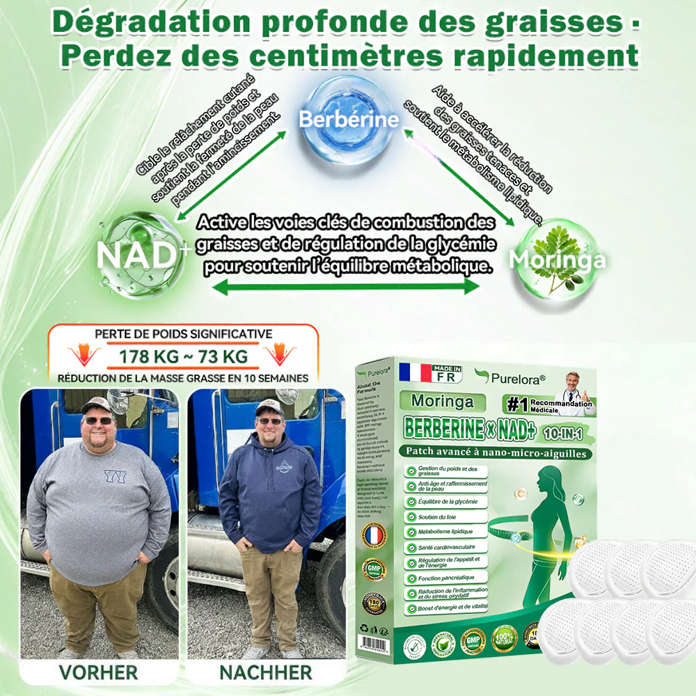 ⏰ Coup de cœur – temps limité丨Purelora® Moringa Berbérine x NAD+ Patch Nano-Microneedle 10-en-1 Une application par jour, changements visibles dès 7 jours. Pour accompagner la gestion du poids et le bien-être global - Image 10