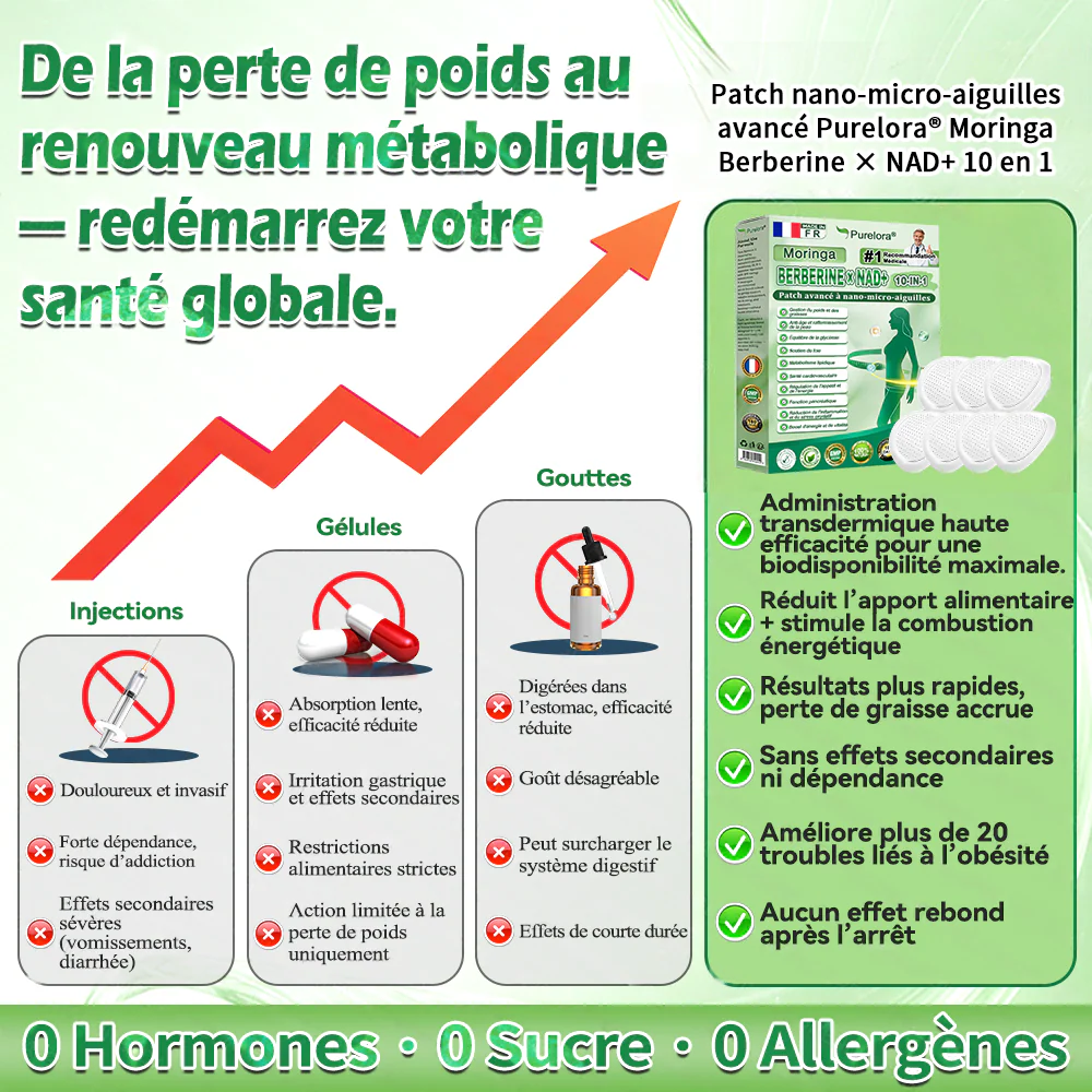 ⏰ Coup de cœur – temps limité丨Purelora® Moringa Berbérine x NAD+ Patch Nano-Microneedle 10-en-1 Une application par jour, changements visibles dès 7 jours. Pour accompagner la gestion du poids et le bien-être global - Image 11
