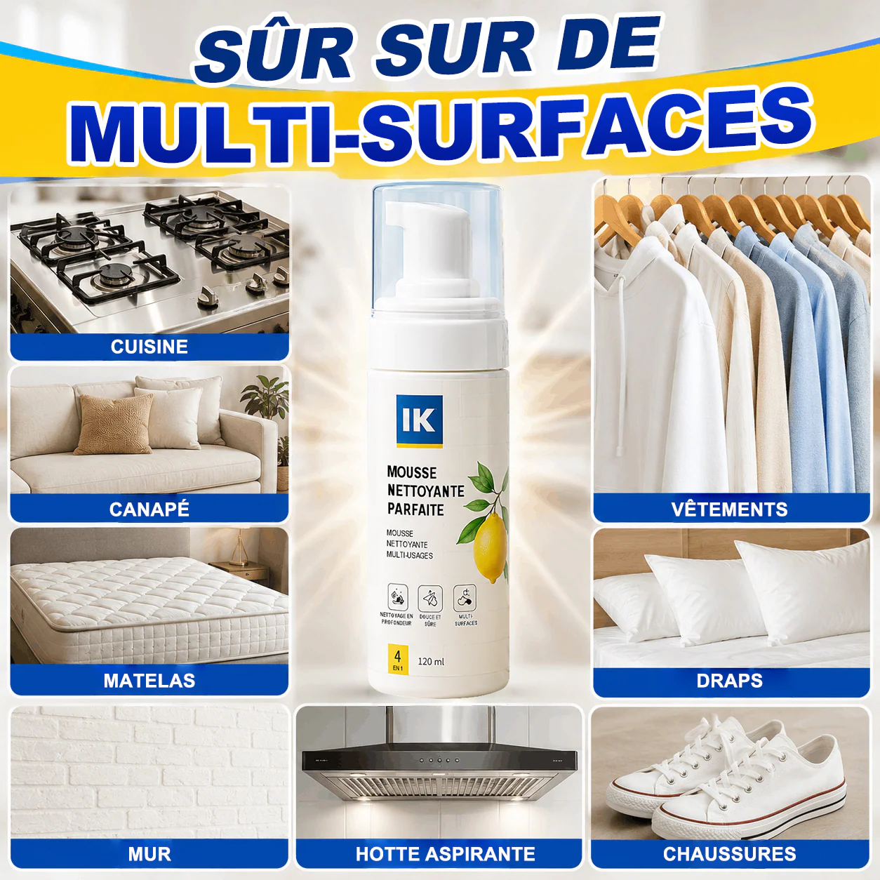 ⚡️DERNIER JOUR : -60 % | Mousse Nettoyante Sans Rinçage — Vaporisez, Essuyez, C'est Propre !