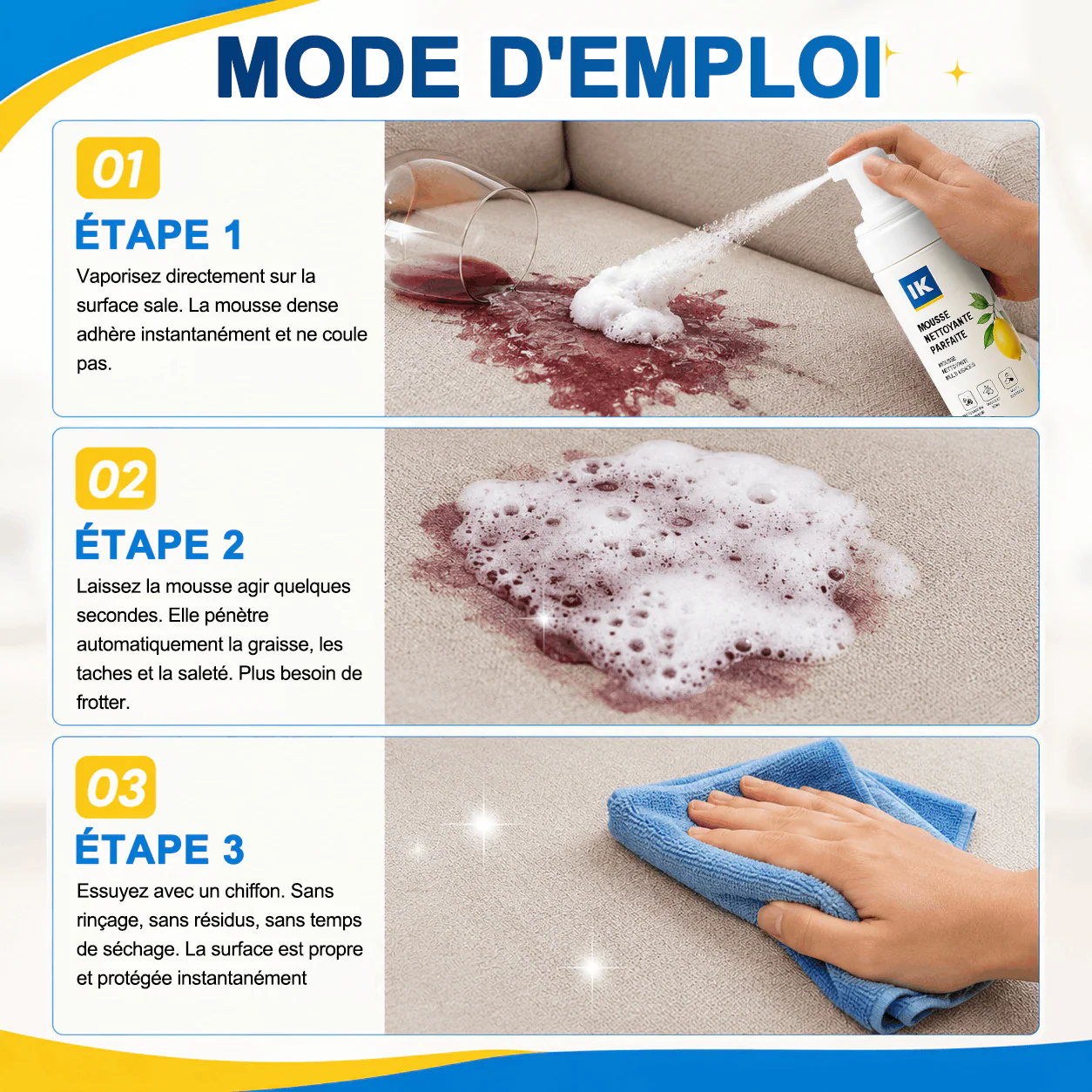 ⚡️DERNIER JOUR : -60 % | Mousse Nettoyante Sans Rinçage — Vaporisez, Essuyez, C'est Propre ! - Image 9