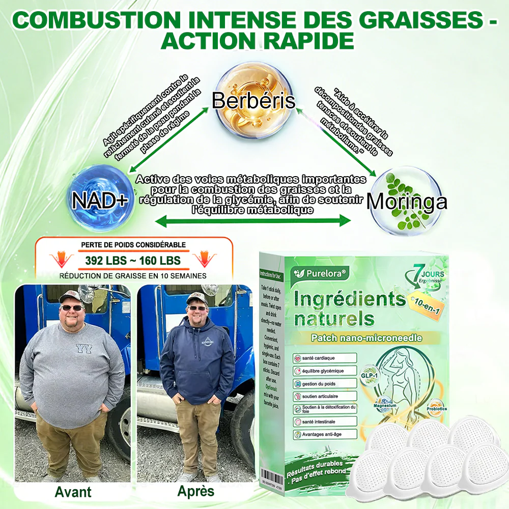 🔥 Nouveauté 2026丨Purelora® Patch Nano Microneedle 10-en-1 aux ingrédients naturels Une application par jour, changements visibles dès 7 jours. Pour accompagner la gestion du poids et le bien-être global. - Image 5