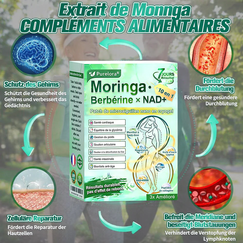 💖𝑷𝒉𝒂𝒓𝒎𝒂𝒄𝒊𝒆 𝑶𝒇𝒇𝒊𝒄𝒊𝒆𝒍𝒍𝒆💖 | 🇫🇷 Purelora® Moringa · Berbérine Patch 10-en-1 aux Nano-Micro-Aiguilles et Cryo-Gel ✅ Soutien Cryo-Métabolique : Cristallise les graisses, raffermit la peau et élimine l'œdème instantanément. - Image 14