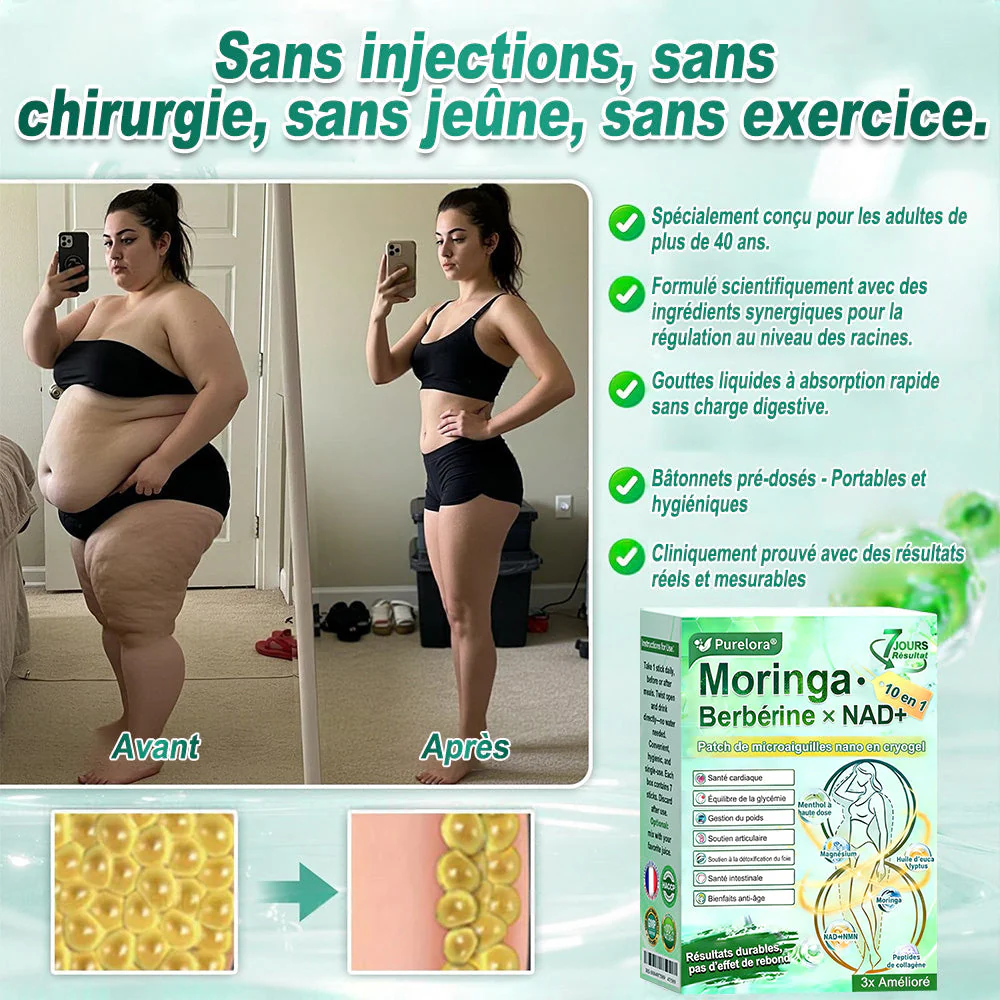 💖𝑷𝒉𝒂𝒓𝒎𝒂𝒄𝒊𝒆 𝑶𝒇𝒇𝒊𝒄𝒊𝒆𝒍𝒍𝒆💖 | 🇫🇷 Purelora® Moringa · Berbérine Patch 10-en-1 aux Nano-Micro-Aiguilles et Cryo-Gel ✅ Soutien Cryo-Métabolique : Cristallise les graisses, raffermit la peau et élimine l'œdème instantanément. - Image 16