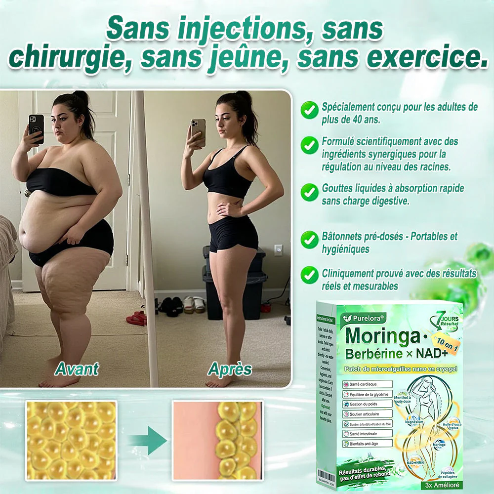 💖𝑷𝒉𝒂𝒓𝒎𝒂𝒄𝒊𝒆 𝑶𝒇𝒇𝒊𝒄𝒊𝒆𝒍𝒍𝒆💖 | Purelora® Moringa · Berbérine Patch 10-en-1 aux Nano-Micro-Aiguilles et Cryo-Gel ✅ Soutien Cryo-Métabolique : Cristallise les graisses, raffermit la peau et élimine l'œdème instantanément. - Image 16