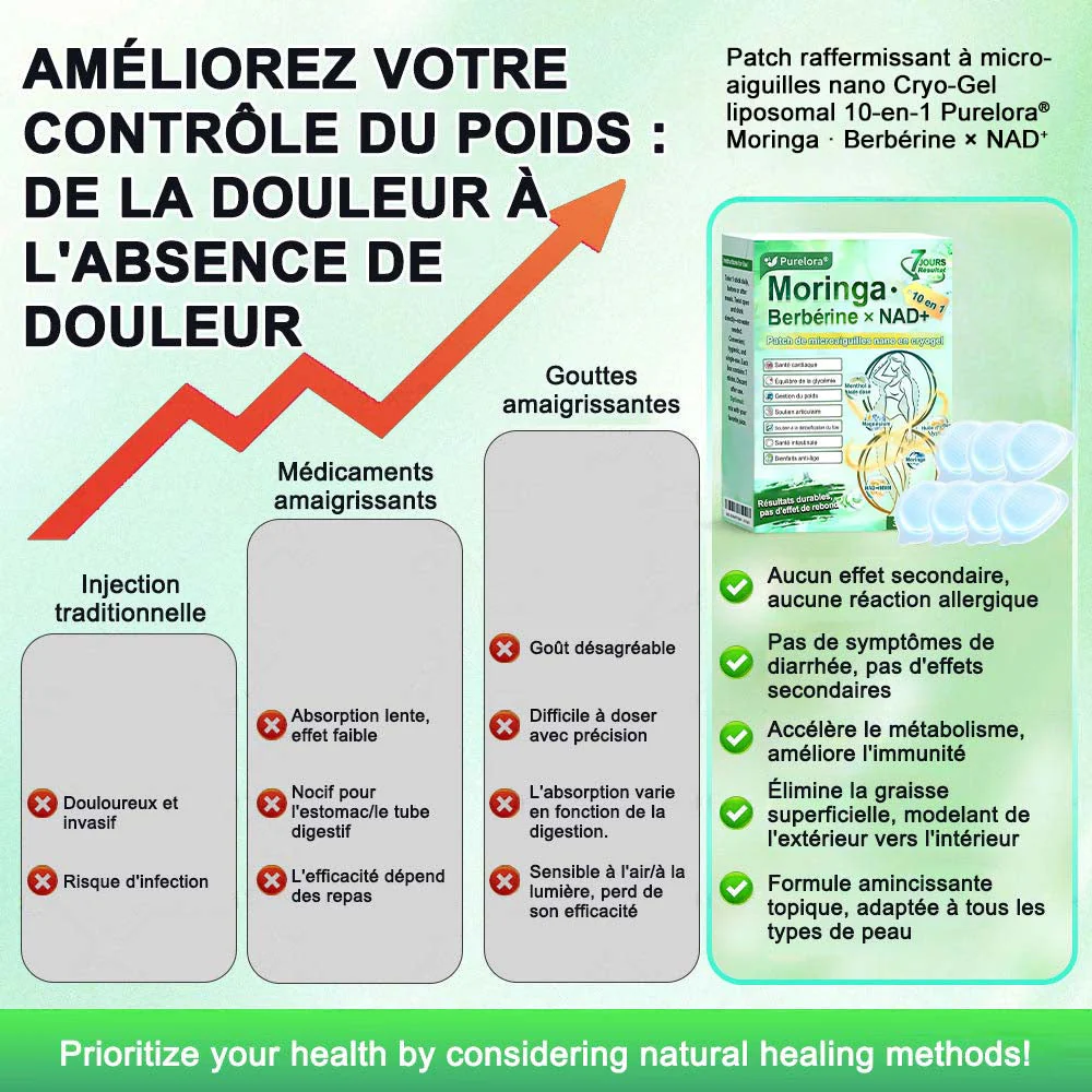 💖𝑷𝒉𝒂𝒓𝒎𝒂𝒄𝒊𝒆 𝑶𝒇𝒇𝒊𝒄𝒊𝒆𝒍𝒍𝒆💖 | Purelora® Moringa · Berbérine Patch 10-en-1 aux Nano-Micro-Aiguilles et Cryo-Gel ✅ Soutien Cryo-Métabolique : Cristallise les graisses, raffermit la peau et élimine l'œdème instantanément. - Image 5