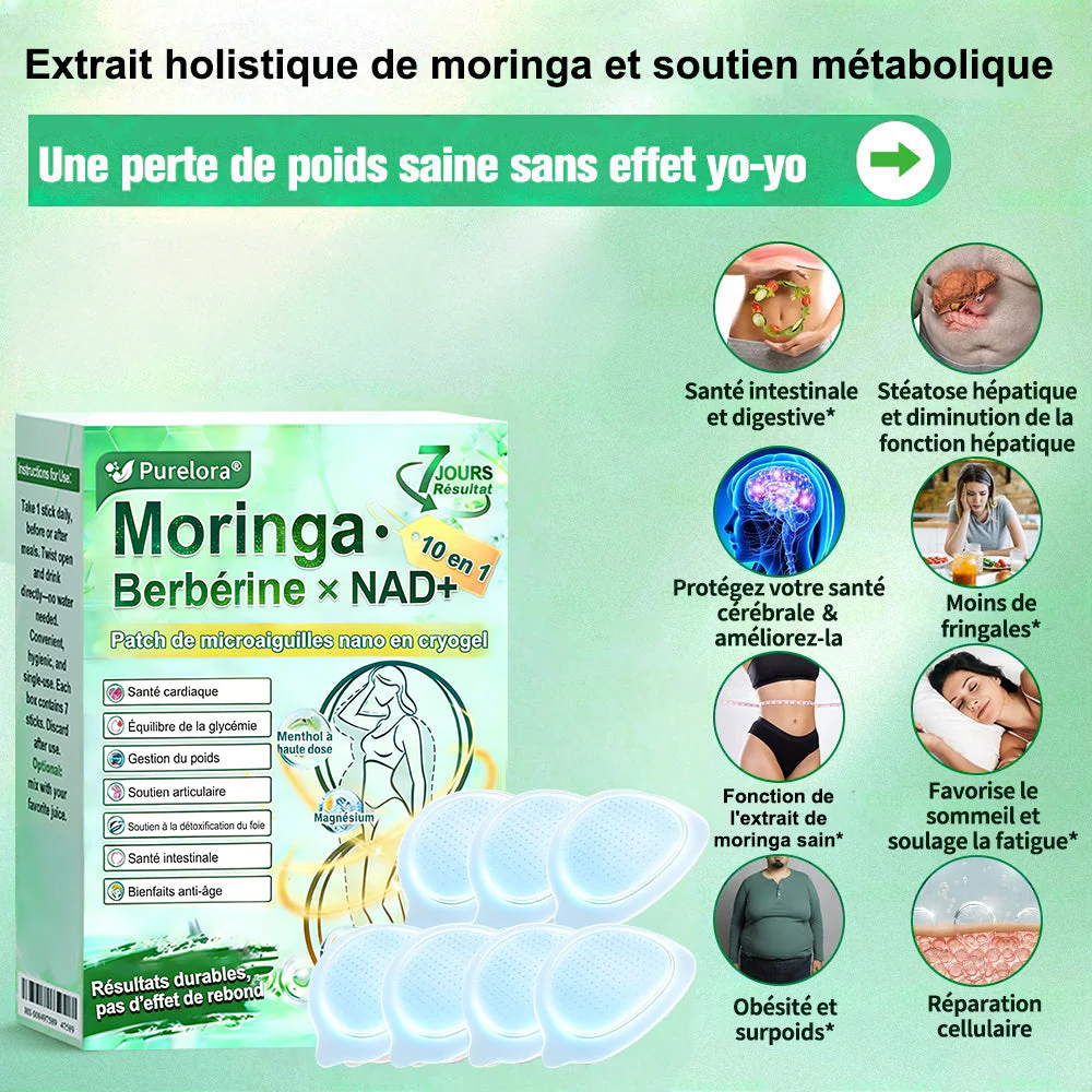 💖𝑷𝒉𝒂𝒓𝒎𝒂𝒄𝒊𝒆 𝑶𝒇𝒇𝒊𝒄𝒊𝒆𝒍𝒍𝒆💖 | Purelora® Moringa · Berbérine Patch 10-en-1 aux Nano-Micro-Aiguilles et Cryo-Gel ✅ Soutien Cryo-Métabolique : Cristallise les graisses, raffermit la peau et élimine l'œdème instantanément. - Image 7