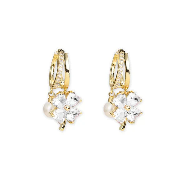 (🔥DERNIER JOUR – 80 % DE RÉDUCTION🔥)丨 Boucles d'oreilles en germanium avec magnétothérapie lymphatique pour la perte de poids – Cristal violet, fleur à quatre pétales et perle, nouveaux bijoux d'oreilles légers et luxueux - Image 4