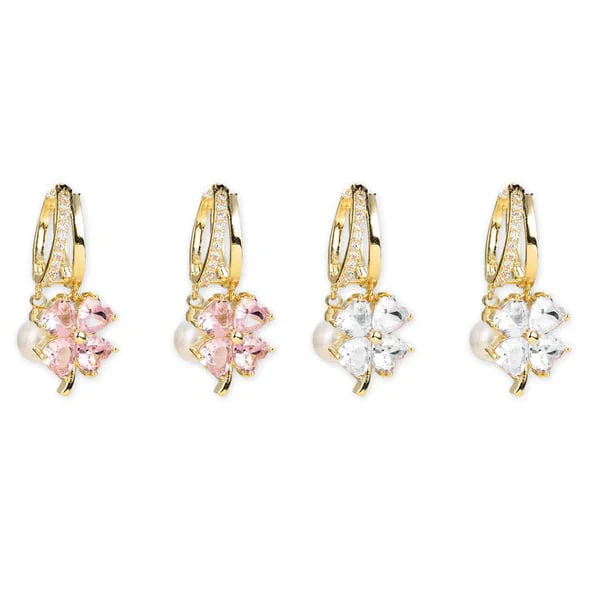 (🔥DERNIER JOUR – 80 % DE RÉDUCTION🔥)丨 Boucles d'oreilles en germanium avec magnétothérapie lymphatique pour la perte de poids – Cristal violet, fleur à quatre pétales et perle, nouveaux bijoux d'oreilles légers et luxueux - Image 5