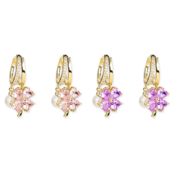 (🔥DERNIER JOUR – 80 % DE RÉDUCTION🔥)丨 Boucles d'oreilles en germanium avec magnétothérapie lymphatique pour la perte de poids – Cristal violet, fleur à quatre pétales et perle, nouveaux bijoux d'oreilles légers et luxueux - Image 6