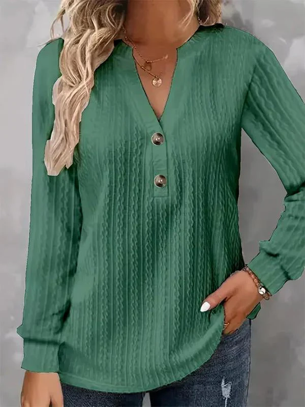 Loose Plain Notched Casual T-Shirt - Image 6