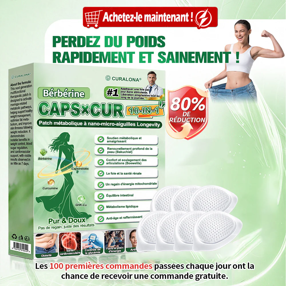 🔥 Nouveauté | Curalona® Patch Microneedle 10-en-1 – Berbérine & NAD+ pour le métabolisme, Bakuchiol pour la peau, Boswellia pour les articulations – Patch jour & nuit – 7 patchs – Résultats visibles en 7 jours - Image 4
