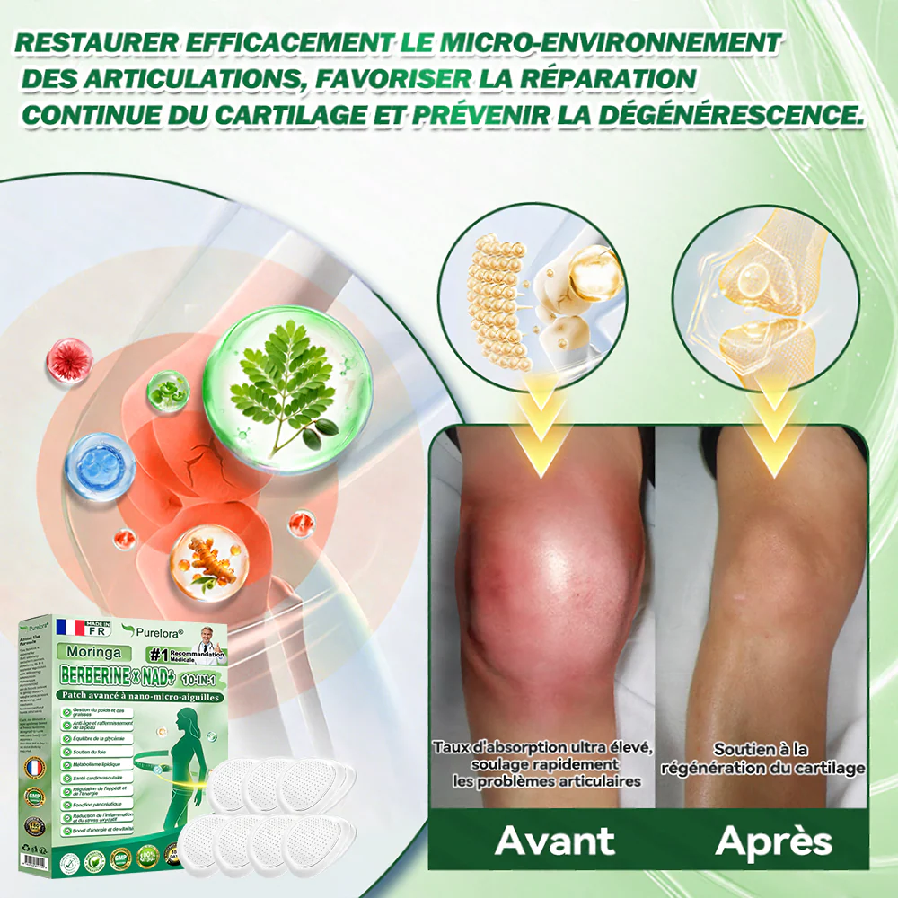 🔥 Nouveauté & Meilleure vente丨Purelora® Moringa Berbérine x NAD+ Patch Nano-Microneedle 10-en-1 Une application par jour, changements visibles dès 7 jours. Pour accompagner la gestion du poids et le bien-être global. - Image 8